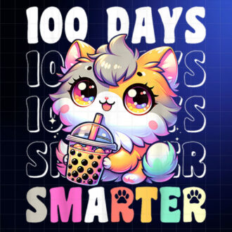 100 Days Smarter Kawaii Cat Costume 100th Day of School Shirt PNG, DTF, DTG, Sublimation Design