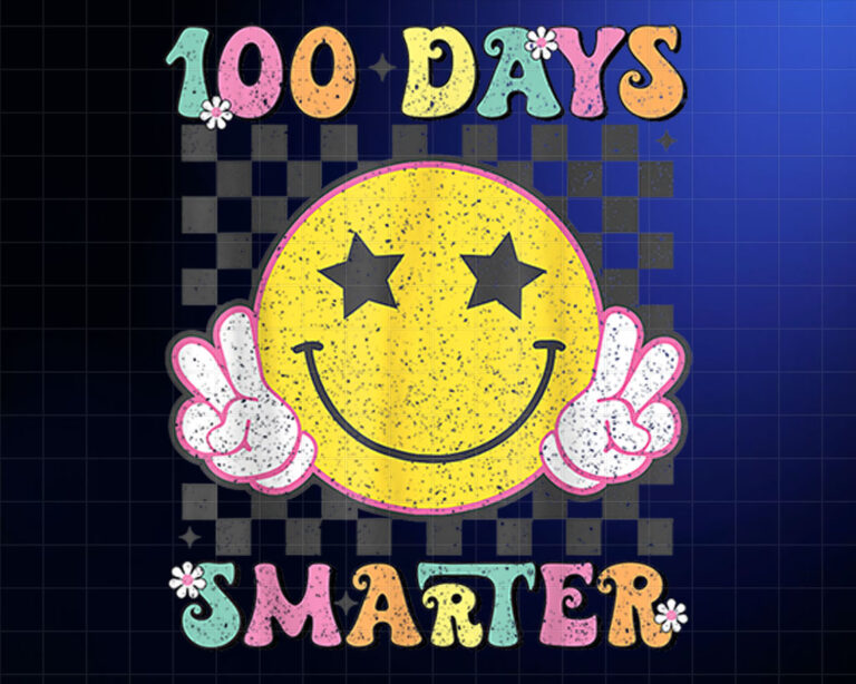 100 Days Smarter Smile Face 100th Day Of School Teacher Kids Shirt PNG, DTF, DTG, Sublimation Design
