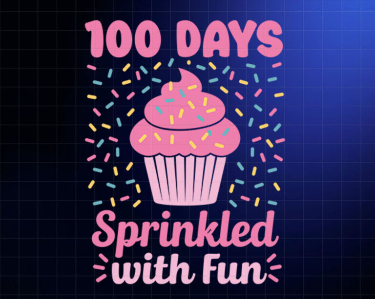 100 Days Sprinkled With Fun Cupcake 100th Day Of School Girl  Shirt PNG, DTF, DTG, Sublimation Design