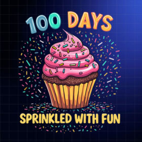 100 Days Sprinkled With Fun Cupcake 100th Day Of School Tees  Shirt PNG, DTF, DTG, Sublimation Design