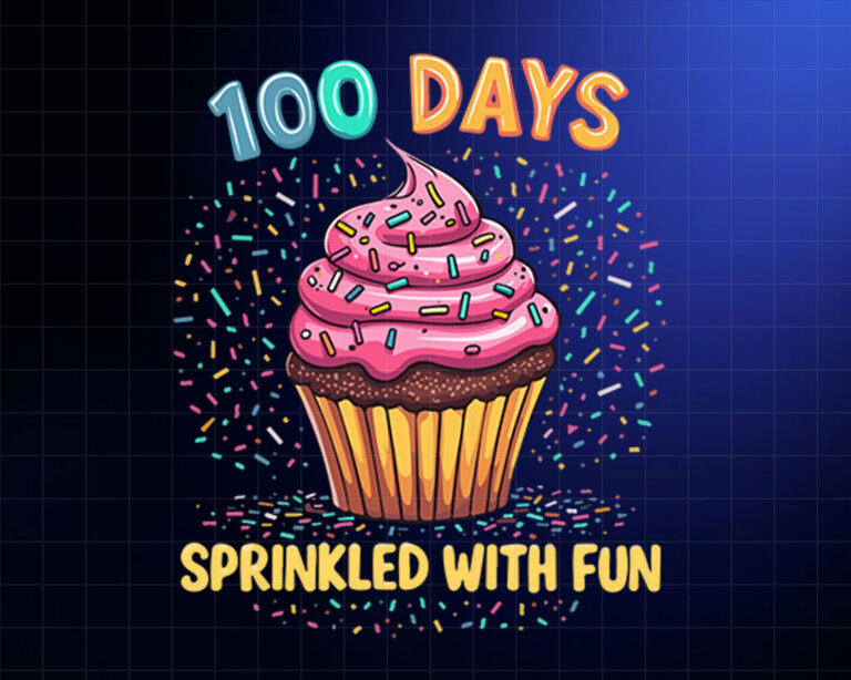 100 Days Sprinkled With Fun Cupcake 100th Day Of School Tees  Shirt PNG, DTF, DTG, Sublimation Design