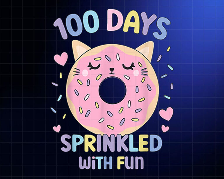 100 Days Sprinkled With Fun Donut 100th Day Of School Girls Shirt PNG, DTF, DTG, Sublimation Design