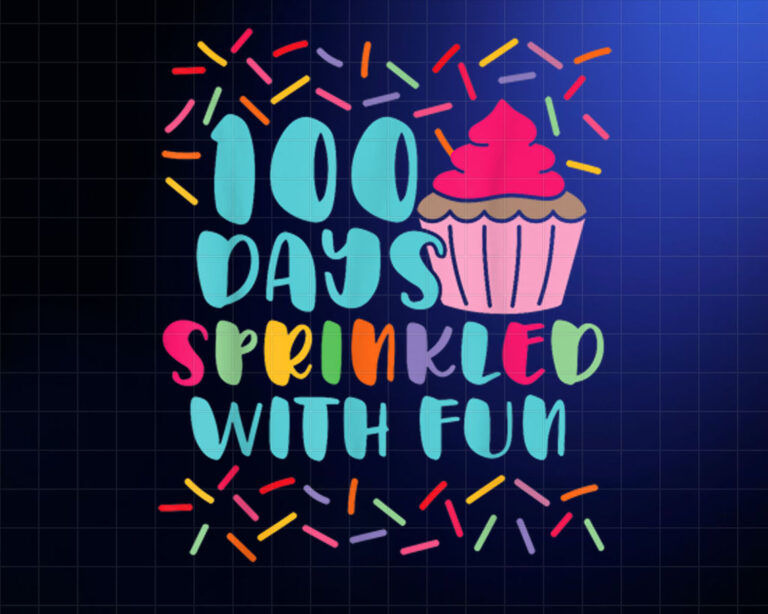 100 Days Sprinkled With Fun Sprinkles Cupcake School Shirt PNG, DTF, DTG, Sublimation Design
