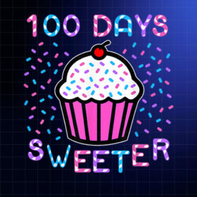 100 Days Sweeter Sprinkle Cupcake 100 Days of School Girls Shirt PNG, DTF, DTG, Sublimation Design