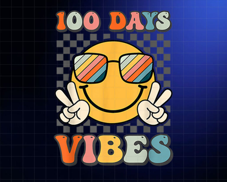 100 Days Vibes 100th Day of School Smile Face Teacher Kids Shirt PNG, DTF, DTG, Sublimation Design