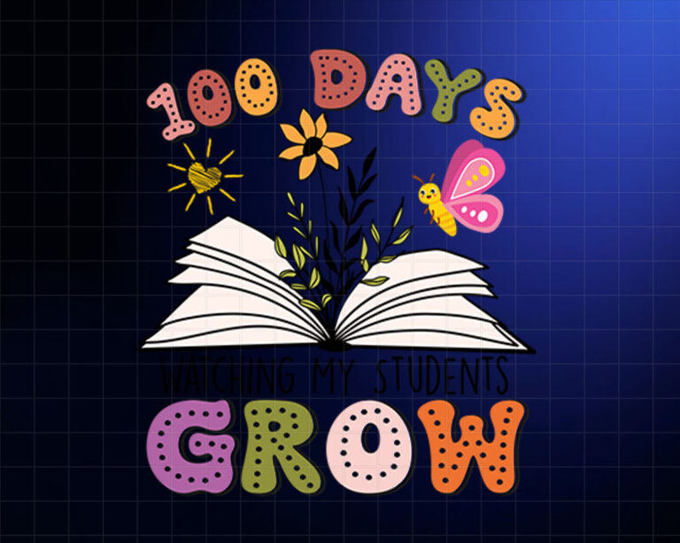 100 Days Watching My Student Grow Boho Flowers kids Teacher  Shirt PNG, DTF, DTG, Sublimation Design