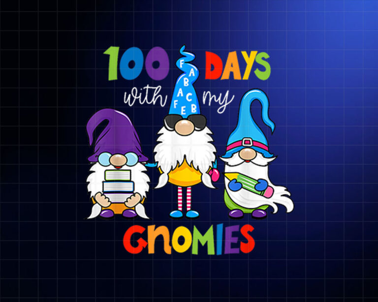 100 Days With My Gnomies 100th Day Of School Boys Girls Shirt PNG, DTF, DTG, Sublimation Design