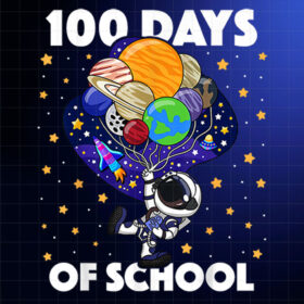 100 Days of School Astronaut Space Boys Kids 100th Day Shirt PNG, DTF, DTG, Sublimation Design