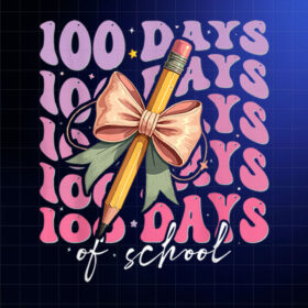 100 Days of School Coquette Bow Bright Student Outfit Shirt PNG, DTF, DTG, Sublimation Design