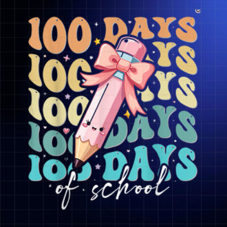 100 Days of School Coquette Bow Colorful Student Style Shirt PNG, DTF, DTG, Sublimation Design