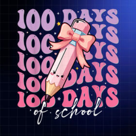 100 Days of School Coquette Bow Playful Girls Celebration Shirt PNG, DTF, DTG, Sublimation Design