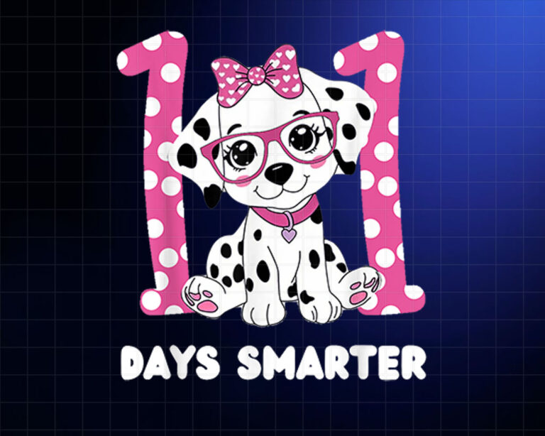 100 Days of School Dalmatian Dog Fun KidFriendly Design Shirt PNG, DTF, DTG, Sublimation Design