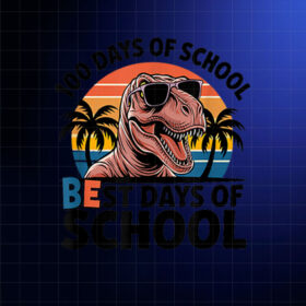 100 Days of School Dino Kids Teacher Fun Tee Shirt PNG, DTF, DTG, Sublimation Design