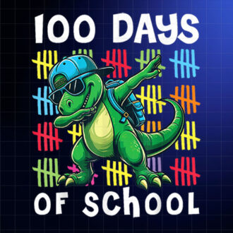100 Days of School Dinosaur Dabbing 100th Day School Kids Shirt PNG, DTF, DTG, Sublimation Design