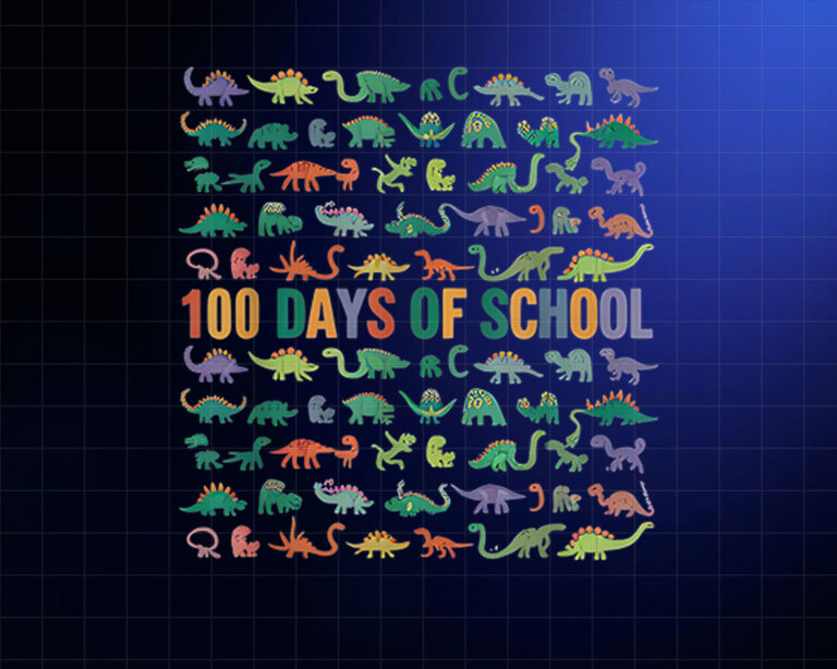 100 Days of School Dinosaur Party Kids Celebration Shirt PNG, DTF, DTG, Sublimation Design