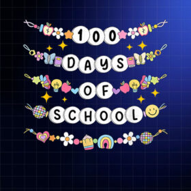 100 Days of School Friendship Bracelets 100 Days Smarter Kid Shirt PNG, DTF, DTG, Sublimation Design