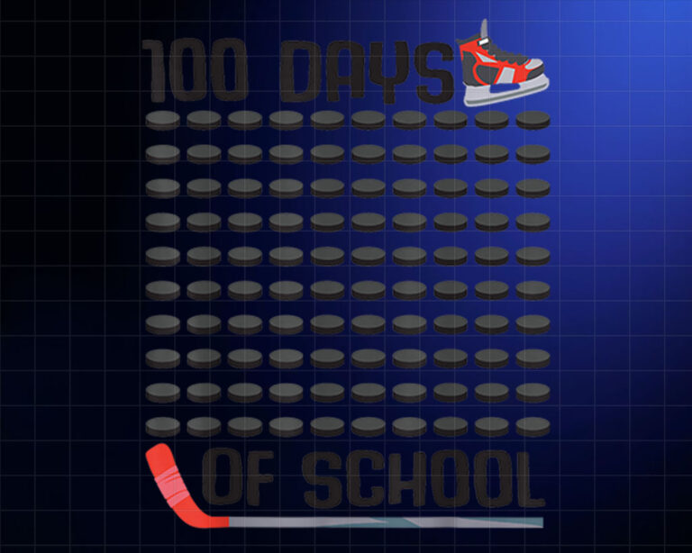 100 Days of School Ice Hockey Sports Boys Girls Costume Shirt PNG, DTF, DTG, Sublimation Design