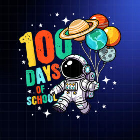100 Days of School Kids Boys Astronaut Space Shirt PNG, DTF, DTG, Sublimation Design