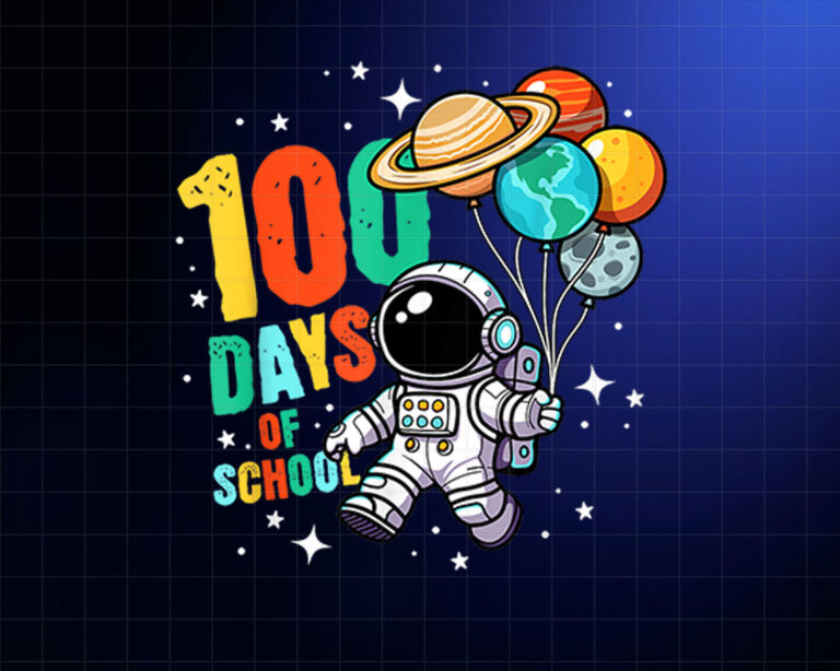 100 Days of School Kids Boys Astronaut Space Shirt PNG, DTF, DTG, Sublimation Design