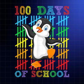 100 Days of School Penguin Lover Boys Girls 100th Day School Shirt PNG, DTF, DTG, Sublimation Design