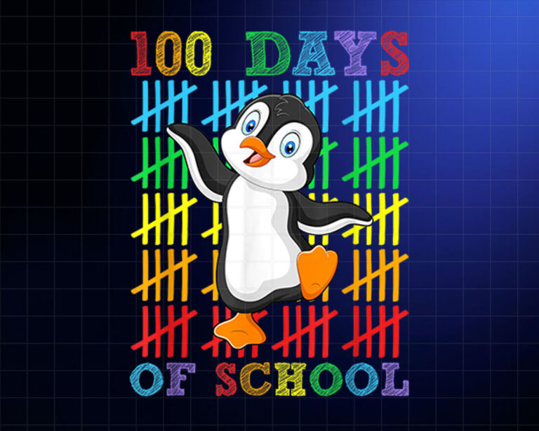 100 Days of School Penguin Lover Boys Girls 100th Day School Shirt PNG, DTF, DTG, Sublimation Design