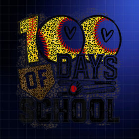100 Days of School Softball Teacher 100th Day of School Shirt PNG, DTF, DTG, Sublimation Design
