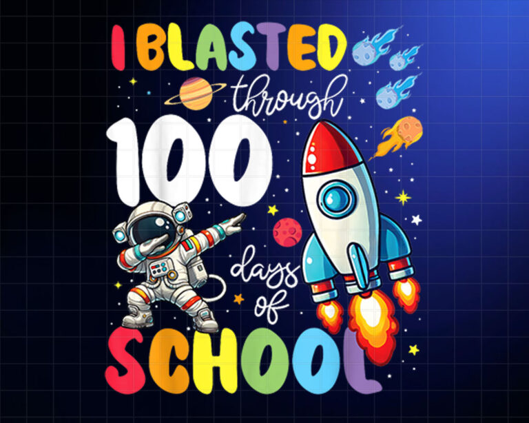 100 Days of School Space Astronaut 100th Day of School Kids Shirt PNG, DTF, DTG, Sublimation Design