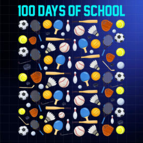 100 Days of School Sports Ball Boys Kids Teacher Novelty Shirt PNG, DTF, DTG, Sublimation Design