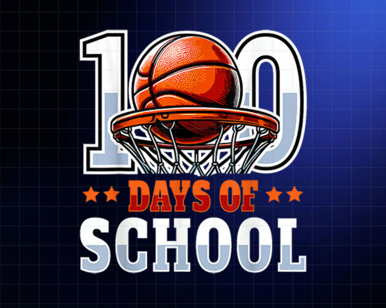 100 Days of School Teachers Kids Basketball Player Boys Shirt PNG, DTF, DTG, Sublimation Design