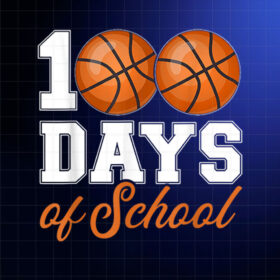 100 days of school for 100th day basketball student teacher Shirt PNG, DTF, DTG, Sublimation Design