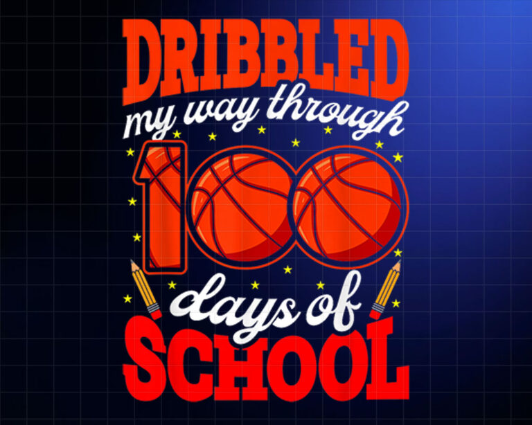 100th Day of School Basketball Kids 100 Days Of Smarter Shirt PNG, DTF, DTG, Sublimation Design