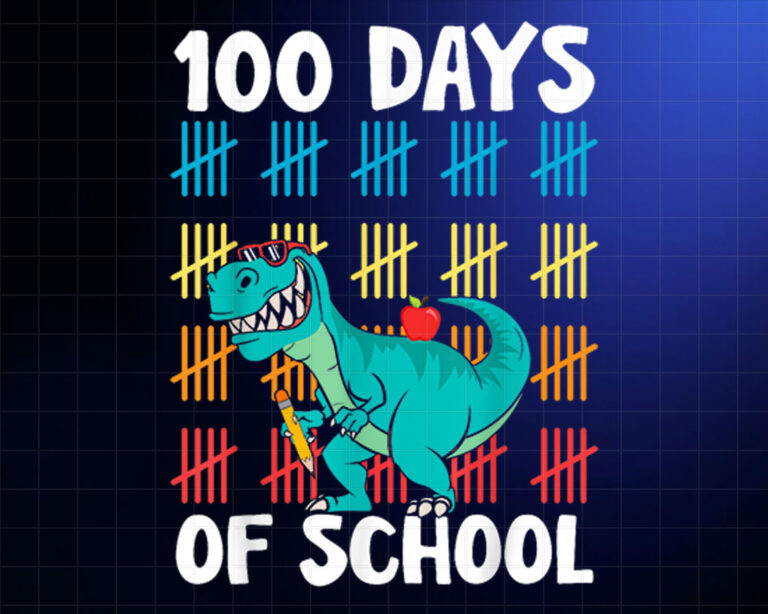 100th Day Of School Teachers Kids Boys Dino Happy 100 Days Shirt PNG, DTF, DTG, Sublimation Design