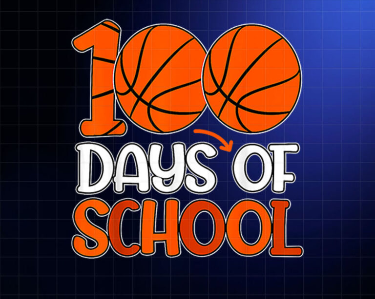 100th Day Student Boys Girls Basketball 100 Days Of School Shirt PNG, DTF, DTG, Sublimation Design