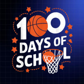 100th Day of School Basketball 100 Days Of School Kids Shirt PNG, DTF, DTG, Sublimation Design