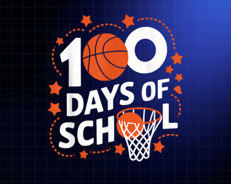 100th Day of School Basketball 100 Days Of School Kids Shirt PNG, DTF, DTG, Sublimation Design
