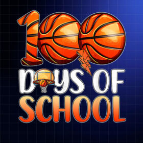 100th Day of School Basketball Kids 100 Days Of School Funny Shirt PNG, DTF, DTG, Sublimation Design