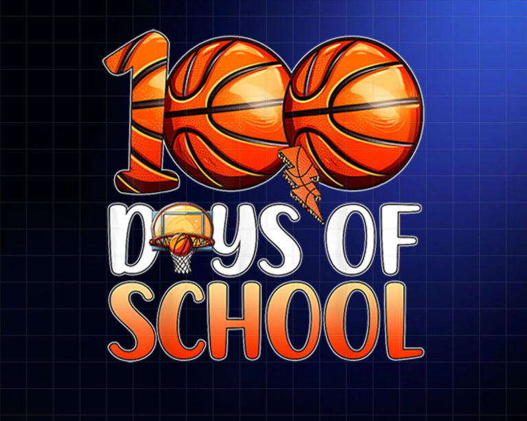 100th Day of School Basketball Kids 100 Days Of School Funny Shirt PNG, DTF, DTG, Sublimation Design