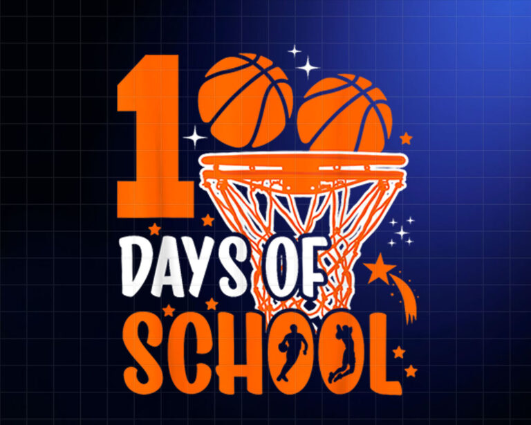100th Day of School Basketball Kids 100 Days Of School Shirt PNG, DTF, DTG, Sublimation Design