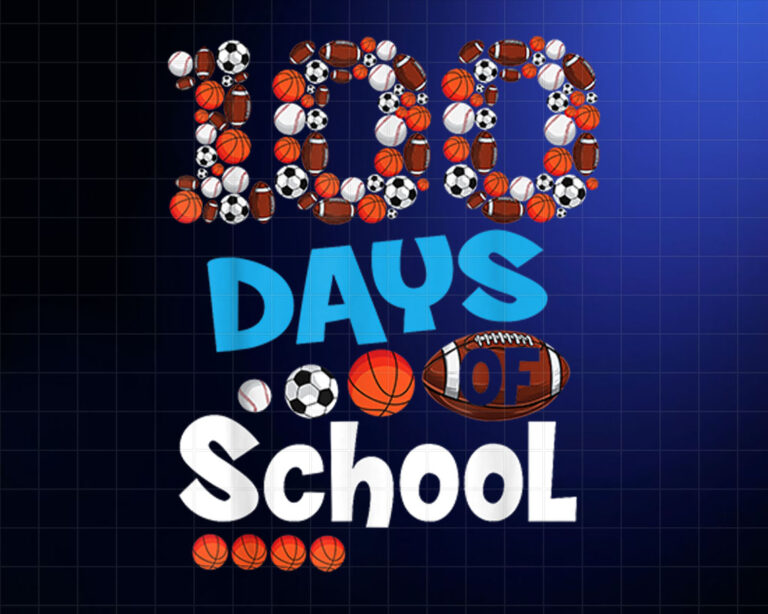 100th Days Of School T Shirt Baseball Basketball School Gift Shirt PNG, DTF, DTG, Sublimation Design