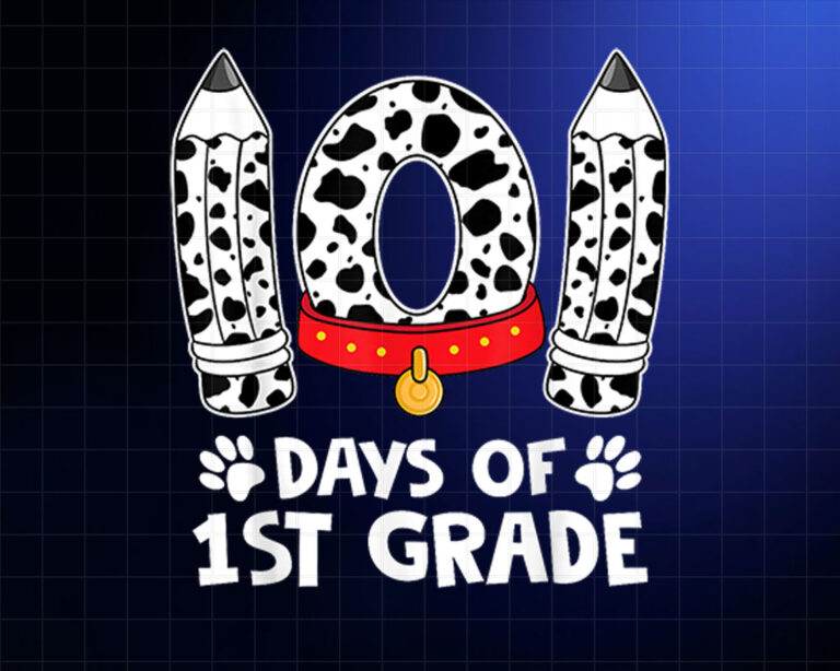 101 Days Of 1st Grade Dog 100 Days Of School Teacher Kids Shirt PNG, DTF, DTG, Sublimation Design