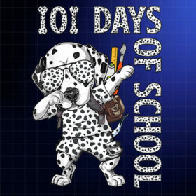 101 Days School Dabbing Dalmatian Dog Teachers Kids Shirt PNG, DTF, DTG, Sublimation Design