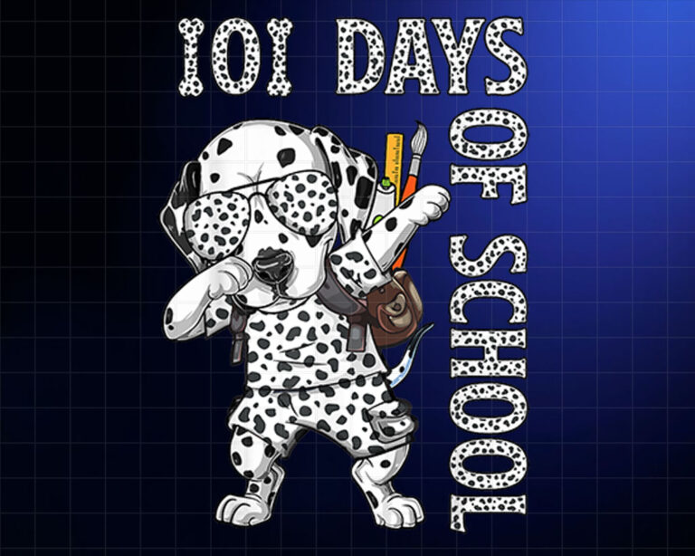 101 Days School Dabbing Dalmatian Dog Teachers Kids Shirt PNG, DTF, DTG, Sublimation Design