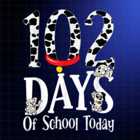 102 Days of School Today With Cute Dalmatian Dog School Kids Shirt PNG, DTF, DTG, Sublimation Design