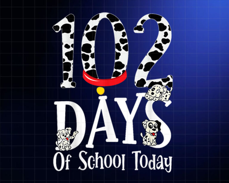 102 Days of School Today With Cute Dalmatian Dog School Kids Shirt PNG, DTF, DTG, Sublimation Design