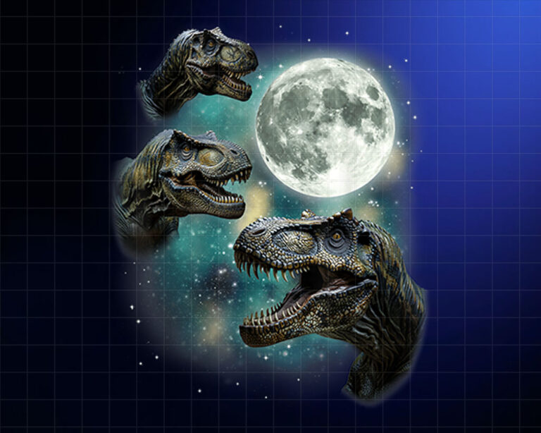 3 Tyrannosaurus Howling at Moon Prehistoric Dinosaurs Parody PNG, DTF, DTG, Sublimation Design