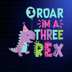 3rd Birthday Dinosaur Girl Trex Matching Family Party Three PNG, DTF, DTG, Sublimation Design