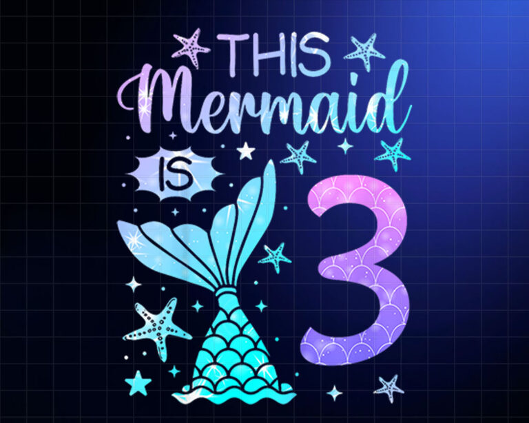3rd Birthday Girl 3yr Three 3 Year Old Mermaid Bday PNG, DTF, DTG, Sublimation Design