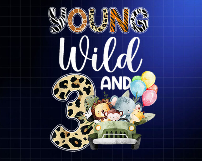 3rd Birthday Toddler Young Wild Three 3 Year Old Safari Zoo PNG, DTF, DTG, Sublimation Design