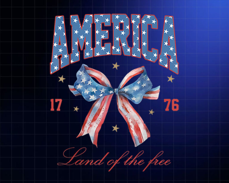 4th of July America Coquette Bow Independence Day Patriotic Shirt PNG, DTF, DTG, Sublimation Design