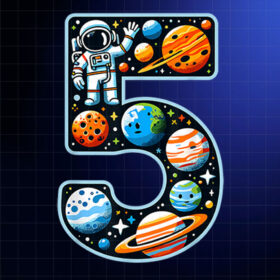 5 Year Old Astronaut Outer Space 5th Birthday Boy Girl Kids Shirt PNG, DTF, DTG, Sublimation Design